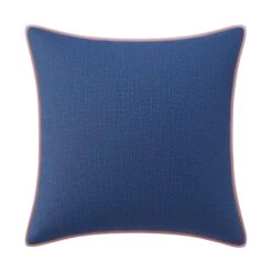 Custom Pillow - Arielle Cobalt Woven -Furniture Shop ArielleCobaltWovenwithMoniqueBabyPinkVelvetPiping.01