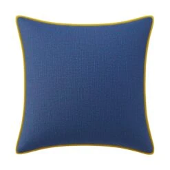 Custom Pillow - Arielle Cobalt Woven -Furniture Shop ArielleCobaltWovenwithReemOchreVelvetPiping.01