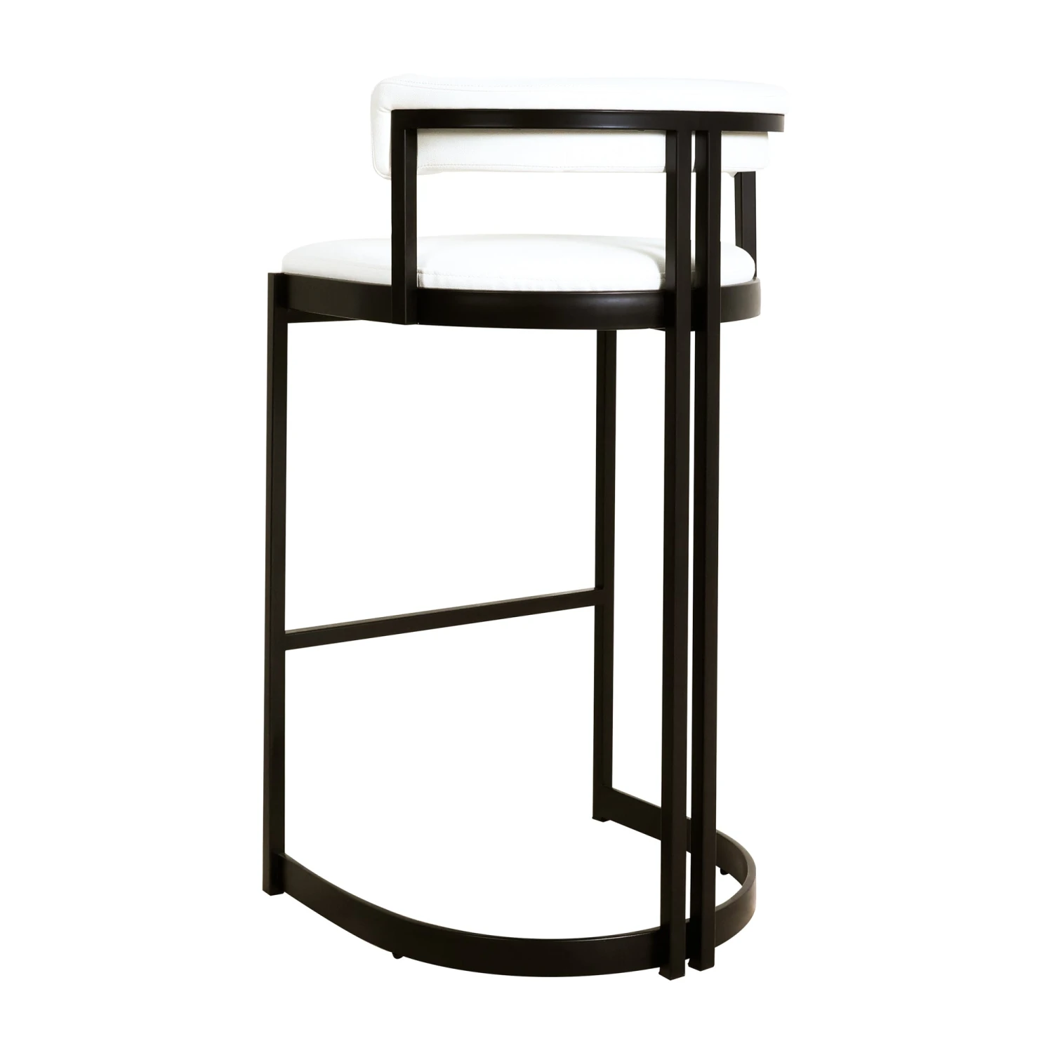 Ballantine Bar Stool In Matte Black White Leather 3 Ballantine Bar Stool In Matte Black White Leather - Image 3