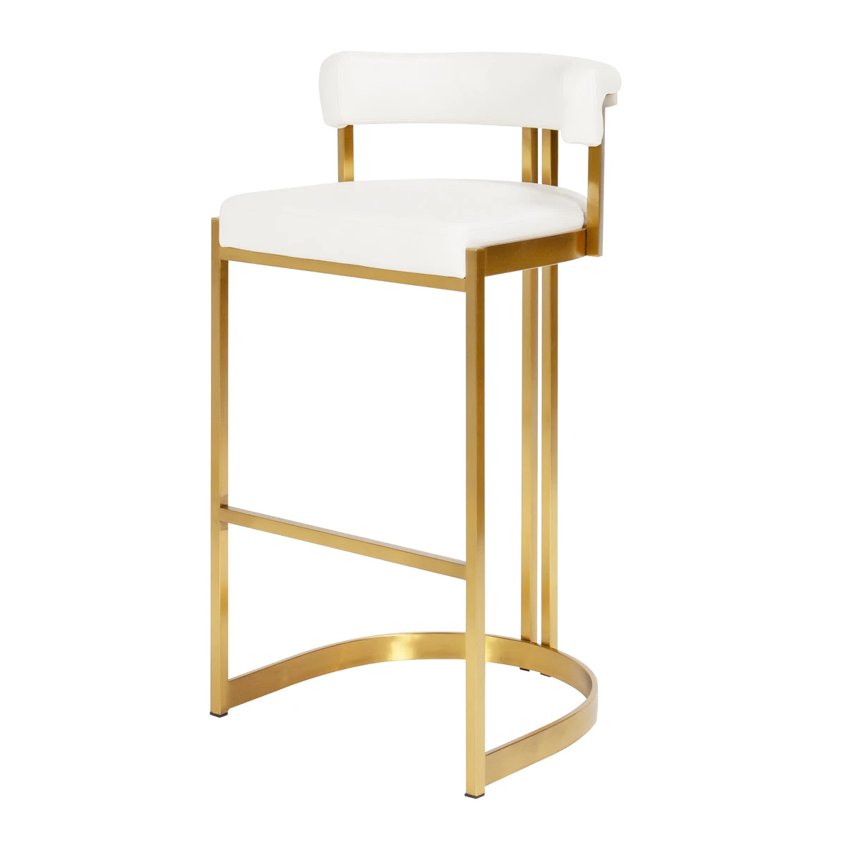 Ballantine Bar Stool In White Leather Brass 1 Ballantine Bar Stool In White Leather Brass