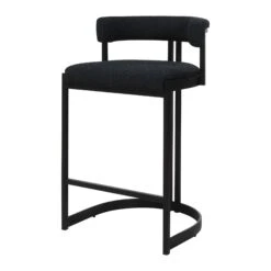 Ballantine Counter Stool In Matte Black Black Boucle