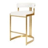 Ballantine Counter Stool In White Leather Brass