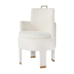 Barrel Dining Chair In Ivory Boucle