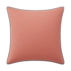 Custom Pillow - Betsy Coral Velvet -Furniture Shop BetsyCoralVelvetwithRalphNavyPinstripePiping.01