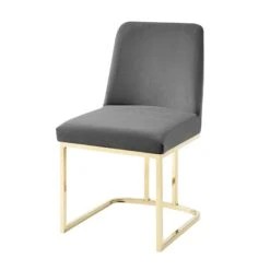 Camille Dining Chair In Grey Velvet