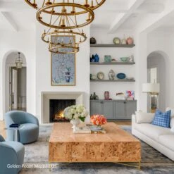 Custom Carina Coffee Table -Furniture Shop Carina Coffee Table.Golden Pecan Mappa Burl.Styled