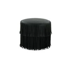 Chaser Ottoman In Black Leather
