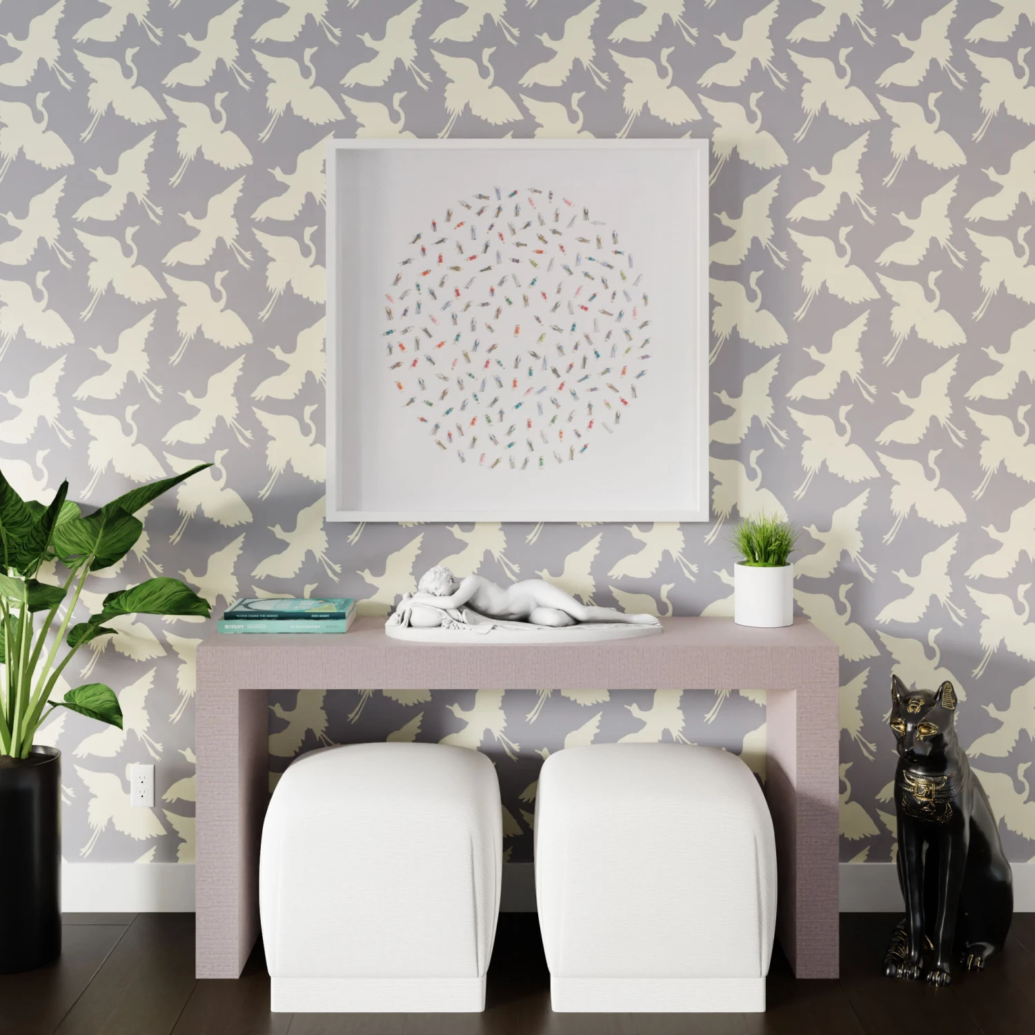 Cranes Couples - Dusty Plum 2 Cranes Couples - Dusty Plum - Image 2