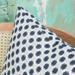 Dobby Navy Dot Linen Pillow -Furniture Shop DobbyNavyDotLinenPillow.03