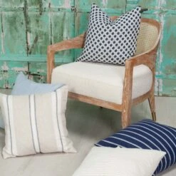 Dobby Navy & White Stripe Linen Pillow 6 Dobby Navy & White Stripe Linen Pillow -Furniture Shop DobbyNavy WhiteStripeLinenPillow.03