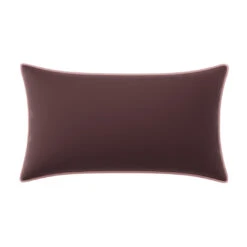 Custom Lumbar Pillow - Elie Plum Velvet 11 Custom Lumbar Pillow - Elie Plum Velvet -Furniture Shop EliePlumVelvetLumbarwithMoniqueBabyPinkVelvetPiping.01