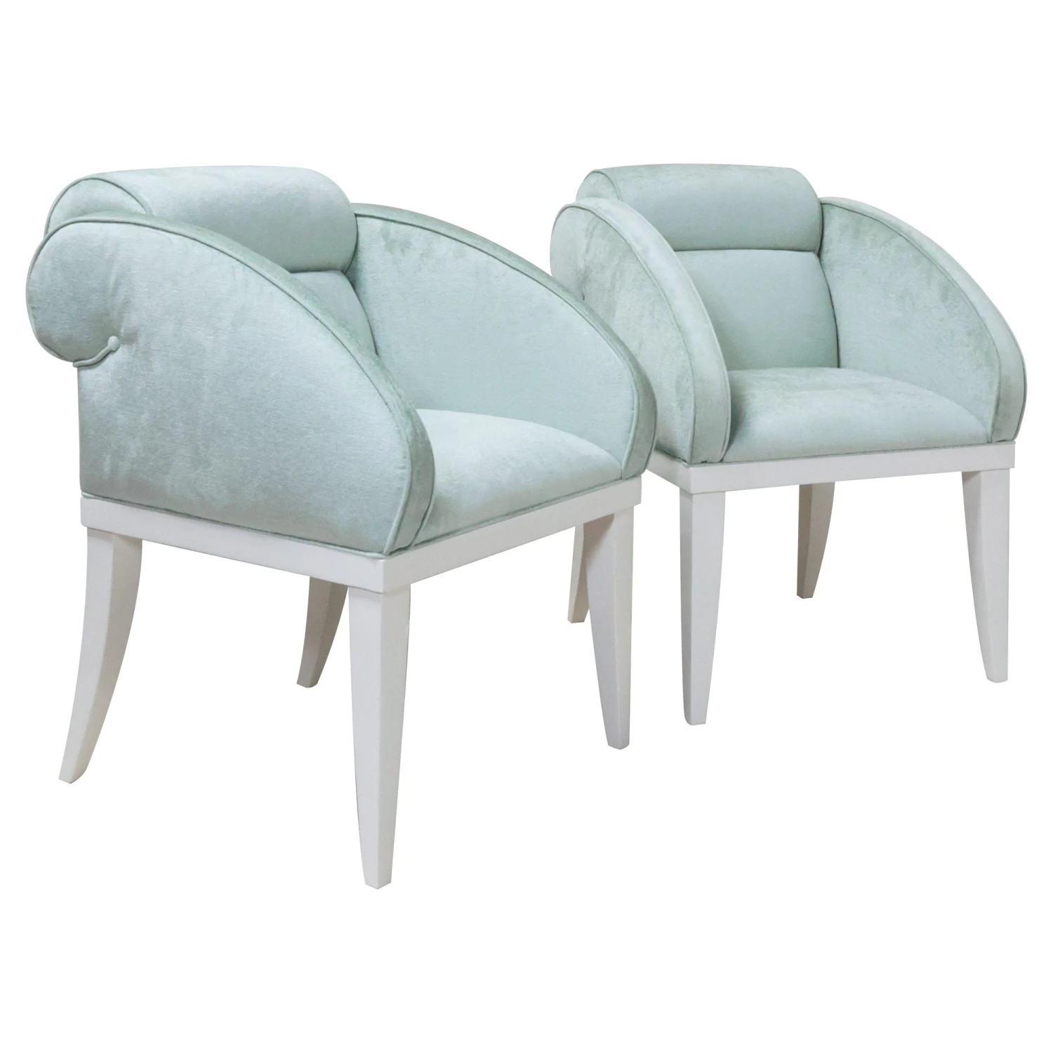 Pair Of Modern Chairs Recovered In Nikki Jade Chenille 2 Pair Of Modern Chairs Recovered In Nikki Jade Chenille - Image 2