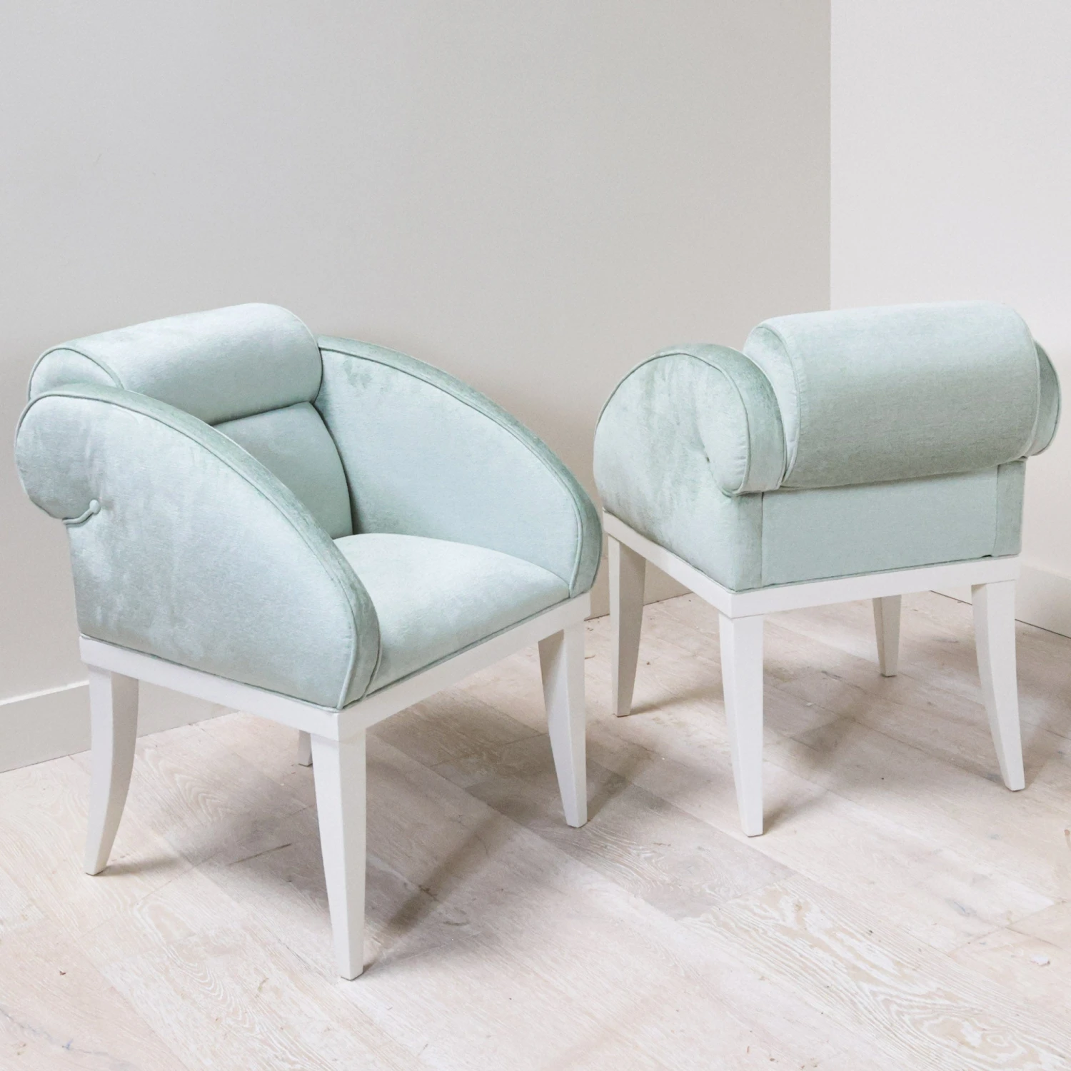 Pair Of Modern Chairs Recovered In Nikki Jade Chenille 10 Pair Of Modern Chairs Recovered In Nikki Jade Chenille - Image 10