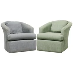 Pair Of Matching Swivel Chairs In Different Fabrics