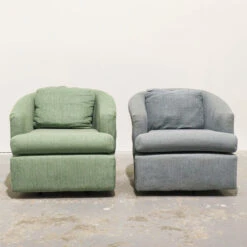 Pair Of Matching Swivel Chairs In Different Fabrics -Furniture Shop FL44 45PairofMatchingSwivelChairsinDifferentFabrics.04