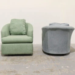 Pair Of Matching Swivel Chairs In Different Fabrics -Furniture Shop FL44 45PairofMatchingSwivelChairsinDifferentFabrics.06