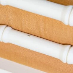 Pair Of Faux Bamboo Chairs With Orange Cushions -Furniture Shop FL47 19PairofFauxBambooChairswithOrangeCushions.07