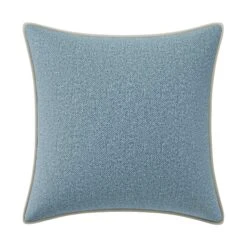 Custom Pillow - Foley Blue Woven -Furniture Shop FoleyBlueWovenwithDaliIvoryVelvetPiping.02