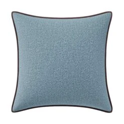 Custom Pillow - Foley Blue Woven -Furniture Shop FoleyBlueWovenwithLelaDustyRoseVelvetPiping.02