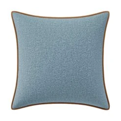 Custom Pillow - Foley Blue Woven -Furniture Shop FoleyBlueWovenwithNicholasCamelVelvetPiping.02