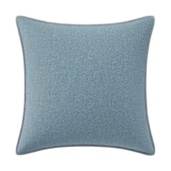 Custom Pillow - Foley Blue Woven -Furniture Shop FoleyBlueWovenwithRalphNavyPinstripePiping.02