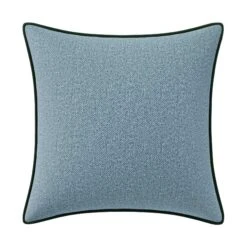 Custom Pillow - Foley Blue Woven -Furniture Shop FoleyBlueWovenwithStacyEmeraldVelvetPiping.02