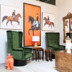 Framed Equestrian Artwork On Silk Cloth - White Right Facing 8 Framed Equestrian Artwork On Silk Cloth - White Right Facing -Furniture Shop FramedEquestrianArtworkonSilkCloth WhiteRightFacing.06