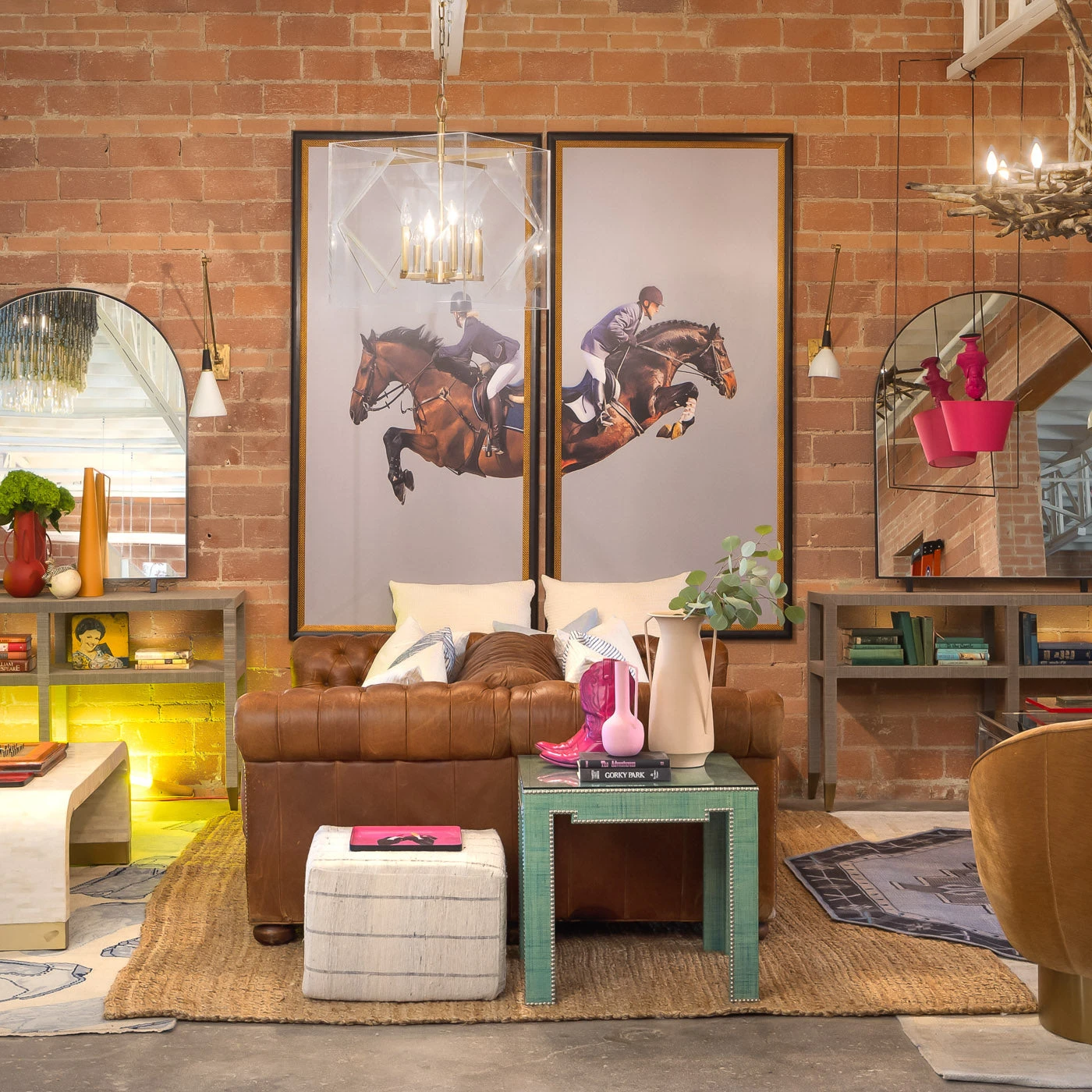 Framed Leaping Equestrian Artwork On Silk Cloth Left - Grey 2 Framed Leaping Equestrian Artwork On Silk Cloth Left - Grey - Image 2