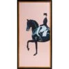 Framed Equestrian Artwork On Silk Cloth - Blush