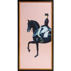 Framed Equestrian Artwork On Silk Cloth - Blush