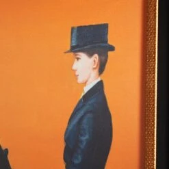 Framed Equestrian Artwork On Silk Cloth - Orange -Furniture Shop Framed 20Equestrian 20Artwork 20on 20Silk 20Cloth 20 20Orange.03