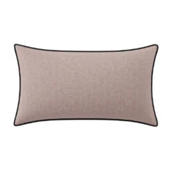 Custom Lumbar Pillow - Francis Blush Chenille 12 Custom Lumbar Pillow - Francis Blush Chenille -Furniture Shop FrancisBlushChenilleLumbarwithBowenCharcoalVelvetPiping.01