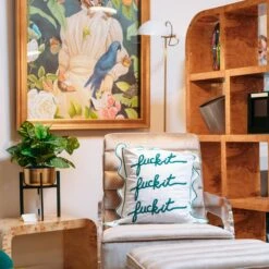 Fuck It Large Scallop Pillow Cover - Emerald -Furniture Shop FuckItPillow ScallopedEmerald.06