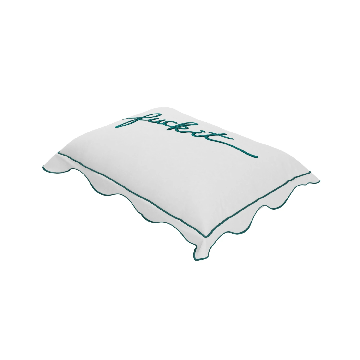 Fuck It Small Scallop Pillow Cover - Teal 2 Fuck It Small Scallop Pillow Cover - Teal - Image 2