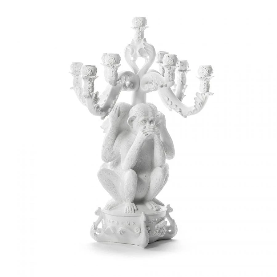 Giant Burlesque 3 Monkeys Candelabra - White By Seletti 2 Giant Burlesque 3 Monkeys Candelabra - White By Seletti - Image 2