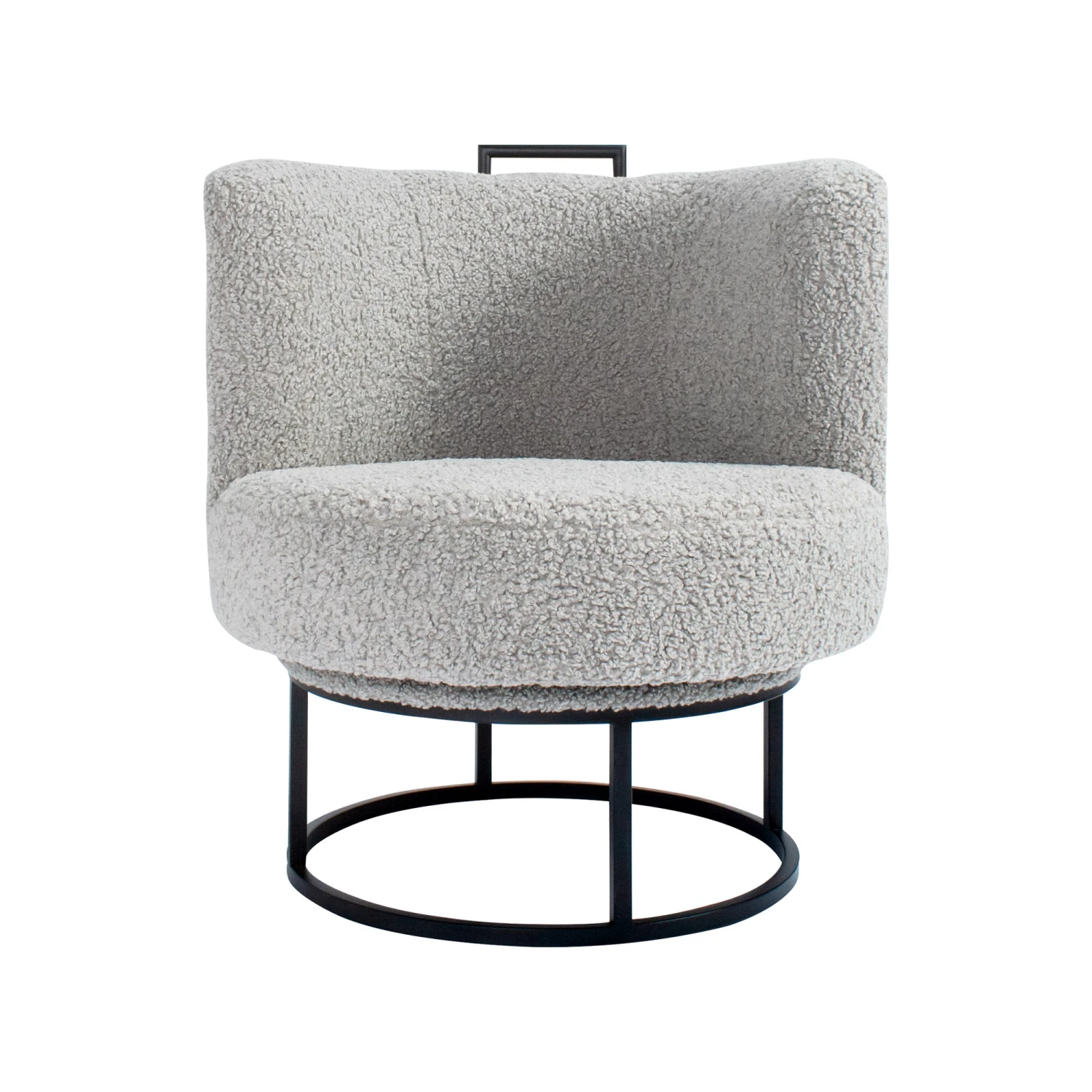 Gunter Swivel Chair In Grey Boucle Matte Black 1 Gunter Swivel Chair In Grey Boucle Matte Black