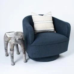 Helene Swivel Chair In Blue Tweed -Furniture Shop HeleneSwivelChair BlueTweed.06