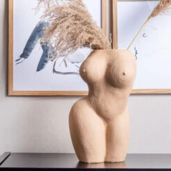 Lady Polyresin Pot - Sand Brown -Furniture Shop LadyPolyresinPot SandBrown.06