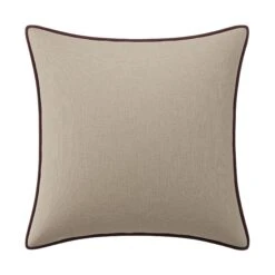 Custom Pillow - Luay Oatmeal Linen -Furniture Shop LuayOatmealLinenwithEliePlumVelvetPiping.01