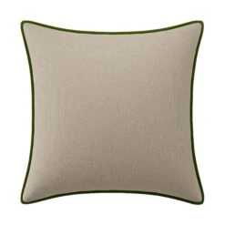 Custom Pillow - Luay Oatmeal Linen -Furniture Shop LuayOatmealLinenwithPaigeIvyGreenVelvetPiping.01