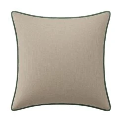 Custom Pillow - Luay Oatmeal Linen -Furniture Shop LuayOatmealLinenwithSimoneSageVelvetPiping.01