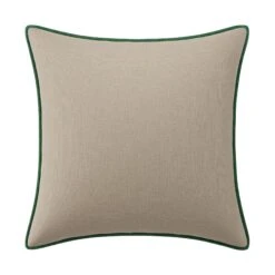 Custom Pillow - Luay Oatmeal Linen -Furniture Shop LuayOatmealLinenwithSpadeAquaVelvetPiping.01