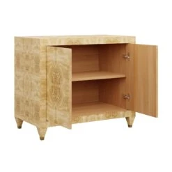 Custom Mallory Chest -Furniture Shop MalloryChest.NaturalMappaBurlDoorsOpen.01