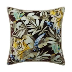 Custom Pillow - Mangrove Tiger Black -Furniture Shop MangroveTigerBlackwithDaliIvoryVelvetPiping.01