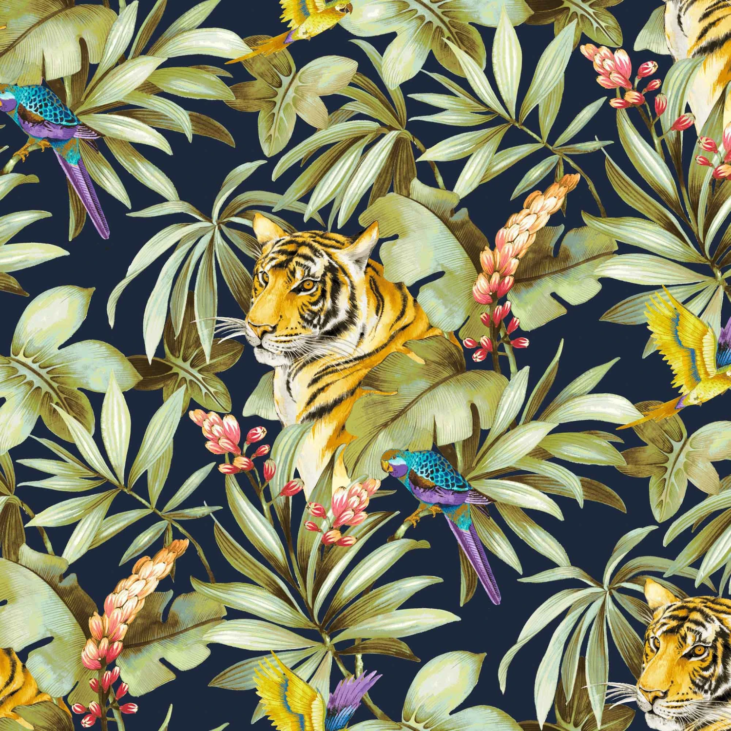 Mangrove Tiger Wallpaper - Navy 1 Mangrove Tiger Wallpaper - Navy