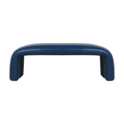 Maxwell Bench In Blue Leather -Furniture Shop MaxwellBenchinBlueLeather.01