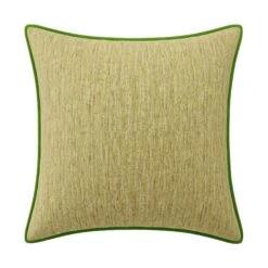 Custom Pillow - Nicola Lime Woven -Furniture Shop NicolaLimeWovenwithPaigeIvyGreenVelvetPiping.01
