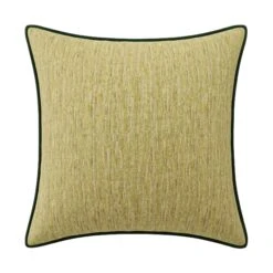 Custom Pillow - Nicola Lime Woven -Furniture Shop NicolaLimeWovenwithStacyEmeraldVelvetPiping.01