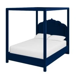 Custom Novi Canopy Bed -Furniture Shop NoviCanopyBedinAdelaNavyVelvet.02