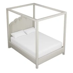 Custom Novi Canopy Bed -Furniture Shop NoviCanopyBedinDaliIvoryVelvet.03